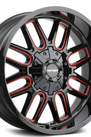 18" Mayhem Wheels 8107 Cogent Gloss Black with Prime Red Off-Road Rims Express Delivery
