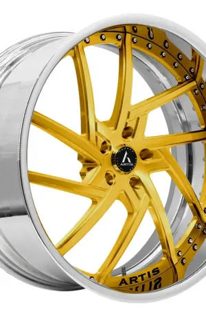 26" Artis Forged Wheels Fairfax Brushed Gold Face with Chrome Lip Rims While Supplies Last