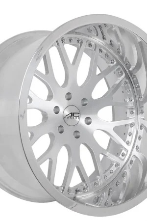 24" AC Forged Wheels ACF701 Brushed Silver Face with Polished Lip Off-Road Two Piece Rims Last Chance
