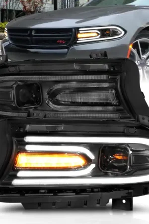 ANZO 2015-2018 Dodge Charger Projector Headlights Plank Style Black Free Shipping